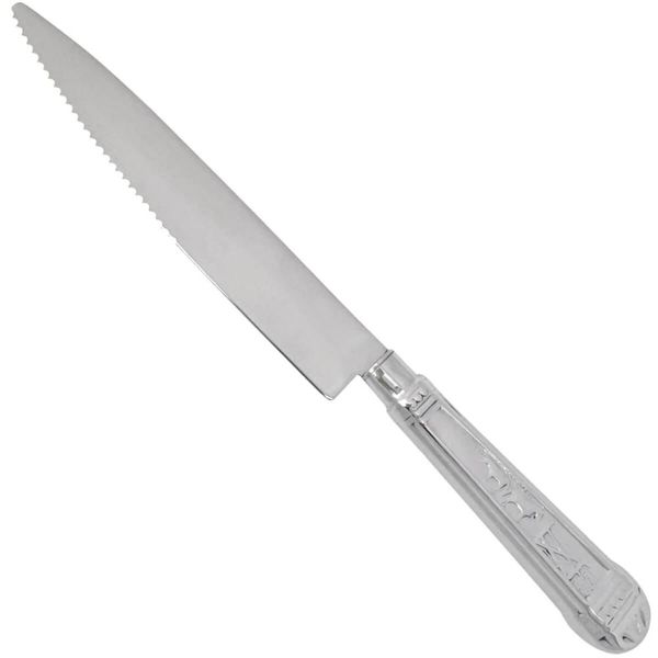 Jogo 24 Facas de Jantar Prateada Aço Inox Churrasco 24cm Serrilhada Luxo