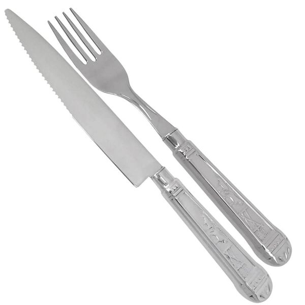 Jogo de Talheres Jumbo Churrasco Faqueiro Aço Inox 24 Peças Prateado Jantar