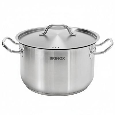 Panela Alta Caçarola com Tampa Linha Profissional 15,2L Inox