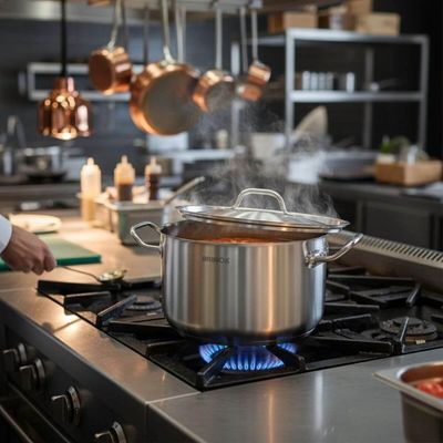 Panela Alta Caçarola com Tampa Linha Profissional 15,2L Inox