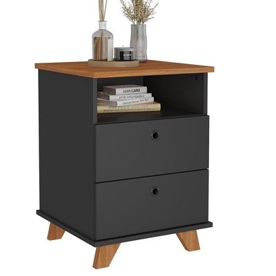 Kit 02 Gaveteiros Para Escritório Home Office 2 Gavetas Diem A02 Freijó Preto - Lyam Decor