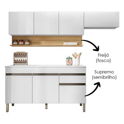 Cozinha Modulada 3 Pecas Com Balcao Tampo Line Supremo Cp Freijo Ktp Supremo Cp Freijo