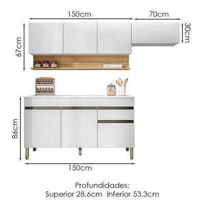 Cozinha Modulada 3 Pecas Com Balcao Tampo Line Supremo Cp Freijo Ktp Supremo Cp Freijo