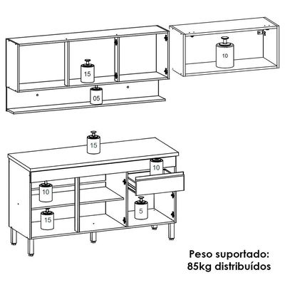 Cozinha Modulada 3 Pecas Com Balcao Tampo Line Supremo Cp Freijo Ktp Supremo Cp Freijo