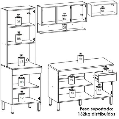 Cozinha Modulada 4 Pecas Balcao Com Tampo Line Ktp Supremo Cp Freijo