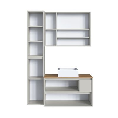 Conjunto para Banheiro 108cm com 3 Peças Gabinete Suspenso Belarus Arenas com Cuba Branca