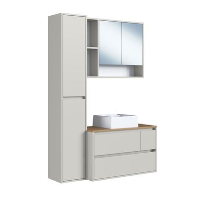 Conjunto para Banheiro 108cm com 3 Peças Gabinete Suspenso Belarus Arenas com Cuba Branca