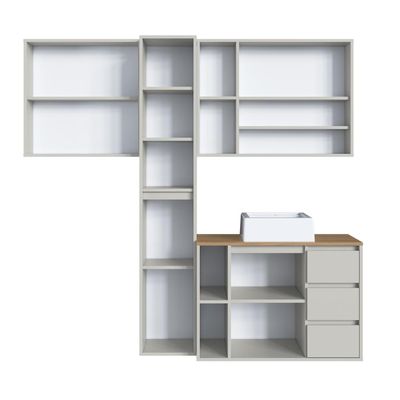 Conjunto para Banheiro 168cm com 4 Peças Gabinete Suspenso Belagavi Arenas com Cuba Branca