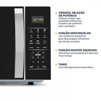 Forno Micro Ondas BMO38 33 Litros Teclas Fáceis FIT Preto Britânia Preto / 220V