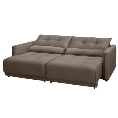 Sofá-Cama Ibiza 3 Lugares 212cm Reclinável com Rodízios RBF Móveis Capuccino