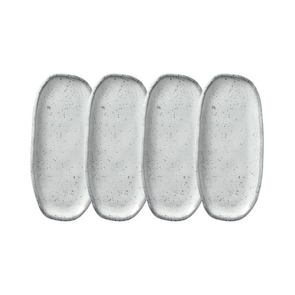 Conjunto de Travessas Oval Rasa Mini Orgânico Echo 16,5x8cm 04 Peças Porto Brasil Branco