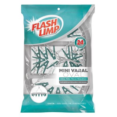 Mini Varal Oval FlashLimp LAV6803 com 24 Prendedores Verde com Cinza