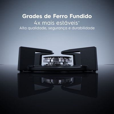 Cooktop 5 Bocas a Gás Electrolux Mesa Vidro Expert ChamaPrecisa e Grade Ferro Fundido (KE5GW) Bivolt