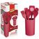 Conjunto de Utensílios Euro Home com Suporte em Silicone e Nylon - 7 Peças Vermelho
