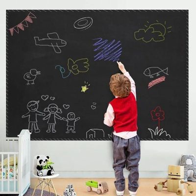 Adesivo Lousa Quadro Negro 1 Metro Papel Parede Contact Kit Completo Giz 1m X 45cm Preto Lavavel