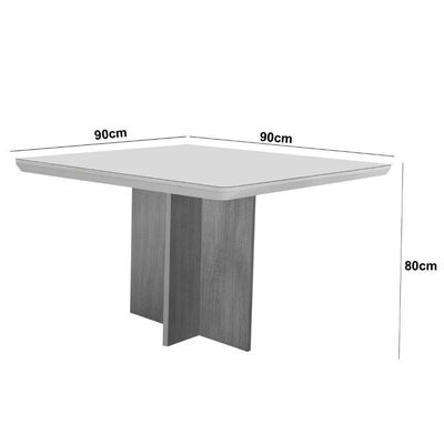 Mesa Olimpia 90 Mdf Com 4 Cadeiras Athenas Linho Grafite Naturalle