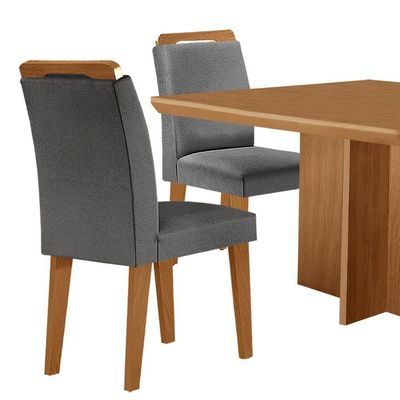Mesa Olimpia 90 Mdf Com 4 Cadeiras Athenas Linho Grafite Naturalle