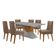 Mesa Sala De Jantar Aster 180cm E 6 Cadeiras Safira Moderna Veludo Capuccino Off White Imbuia