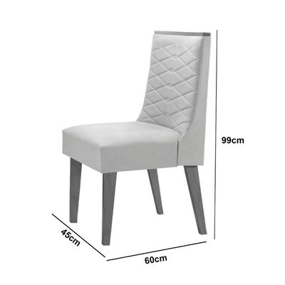Mesa Sala De Jantar Aster 180cm E 6 Cadeiras Safira Moderna Veludo Capuccino Off White Imbuia