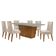 Mesa Sala De Jantar Aida 180cm E 6 Cadeiras Safira Moderna Veludo Creme/off White/imbuia