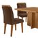 Mesa Olimpia 90 Mdf Canto Copo E Com 4 Cadeiras Melissa Veludo Marrom Naturalle