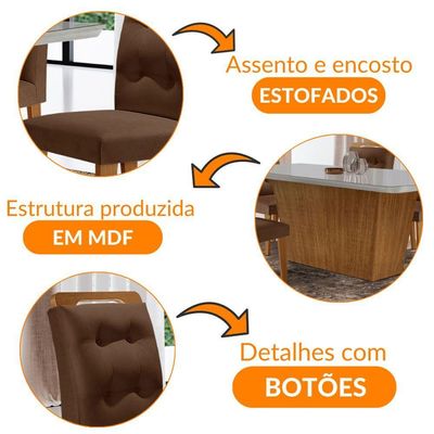 Mesa Para Sala De Jantar Aida 180cm Mdf E 6 Cadeiras Moderna Turim 07/off White/imbuia