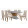 Mesa Sala De Jantar Aster 180cm E 6 Cadeiras Safira Moderna Veludo Creme/off White/imbuia