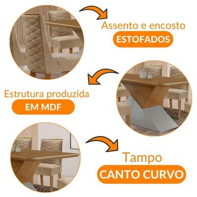 Mesa Sala De Jantar Aster 180cm E 6 Cadeiras Safira Moderna Turim 07/off White/imbuia