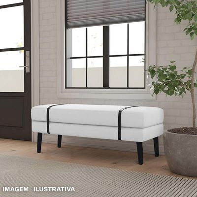 Banco Estofado Viena 1,20m Suede Branco - Inova Decorações