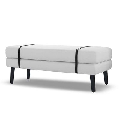 Banco Estofado Viena 1,20m Suede Branco - Inova Decorações