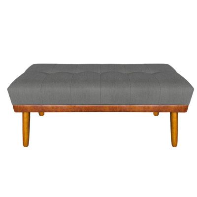 Banco Estofado Roma 160cm Courissimo Nozes-linho Grafite - Inova Decorações