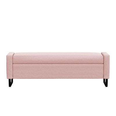 Recamier Bau Paris Base De Metal 1,20m Suede Rosa Bebe - Inova Decorações