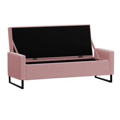 Recamier Bau Paris Base De Metal 1,20m Suede Rose - Inova Decorações