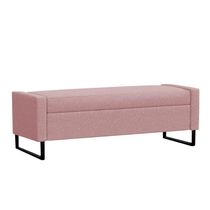 Recamier Bau Paris Base De Metal 1,20m Suede Rose - Inova Decorações