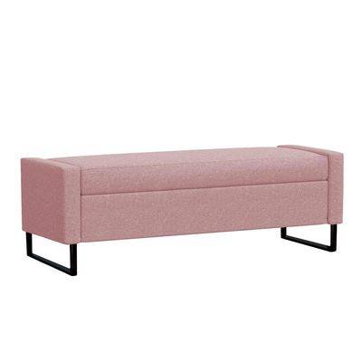 Recamier Bau Paris Base De Metal 1,20m Suede Rose - Inova Decorações
