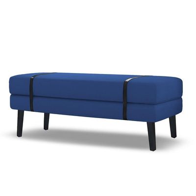 Banco Estofado Viena 1,40m Suede Azul Marinho - Inova Decorações