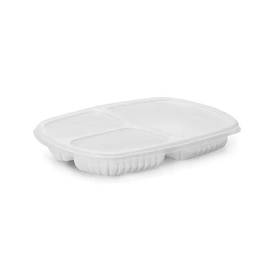 100un Bandeja Refeição com 3 Divisórias 850ml G331 Branco Freezer Microondas Galvanotek