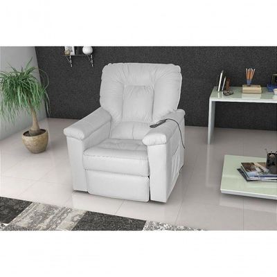 Poltrona Do Papai Eletrica Super Luxo Com Controle Remoto Porshe Matrix Sintetico Branco