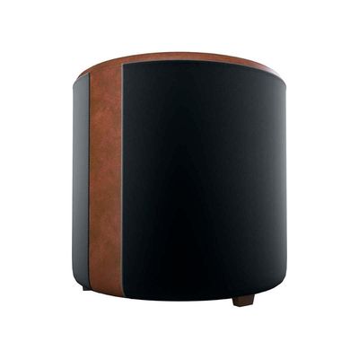 Puff Banqueta Redondo Luxo Copenhage Matrix Sintetico Marrom Veludo Preto