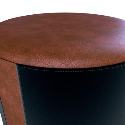 Puff Banqueta Redondo Luxo Copenhage Matrix Sintetico Marrom Veludo Preto
