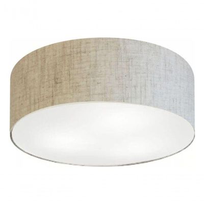 Plafon Cilíndrico Vivare Md-3049 Cúpula Em Tecido 70x15cm - Bivolt Rustico-bege 127/220v
