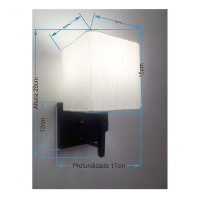 Arandela Quadrada Vivare Md-2019 Com Interruptor Cúpula Em Tecido - Bivolt Preta-linho-bege 127-220v