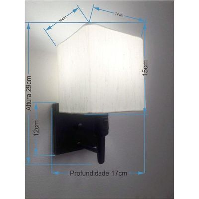 Arandela Quadrada Vivare Md-2019 Com Interruptor Cúpula Em Tecido - Bivolt Preta-linho-bege 127-220v