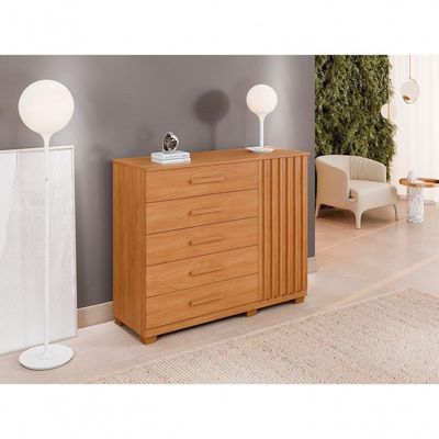 Cômoda 5 Gavetas 1 Porta 122cm Paris - Benetil Cinamomo