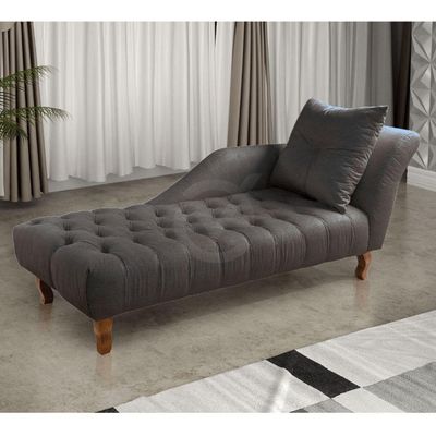 Divã Chesterfield Anna Recamier 160Cm Via Veludo Cinza Lado Direito