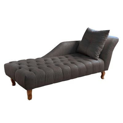 Divã Chesterfield Anna Recamier 160Cm Via Veludo Cinza Lado Direito