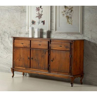 Buffet Balcão Luiz Xv 3 Portas 1039 Envelhecido Castanho