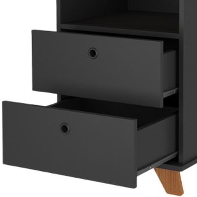 Gaveteiro Para Escritório Home Office 2 Gavetas Diem A02 Freijó Preto - Lyam Decor