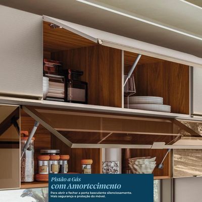 Cozinha Modulada Proença 6 Peças Com Paneleiro 1 Forno E Aéreo 120cm Nogueira Touch/Nude Prime Tx - Demartêz