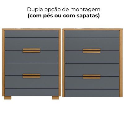 Comoda 4 Gavetas Dhara 86 Cm Moval Freijo Cinza